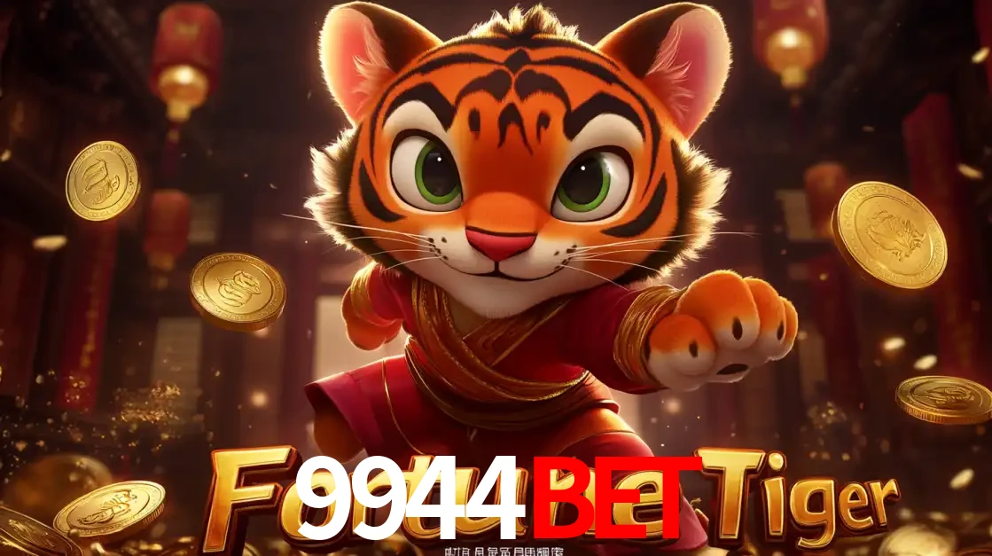 O carismático mascote do jogo de slot Fortune Tiger, um tigre fofo em pose de artes marciais, pronto para trazer sorte e multiplicadores de ganhos no cassino online 9944bet.